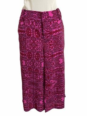 COLDWATER CREEK Pink/Red/Purple Natural Fit Wide Leg Cropped Print Pants Sz10